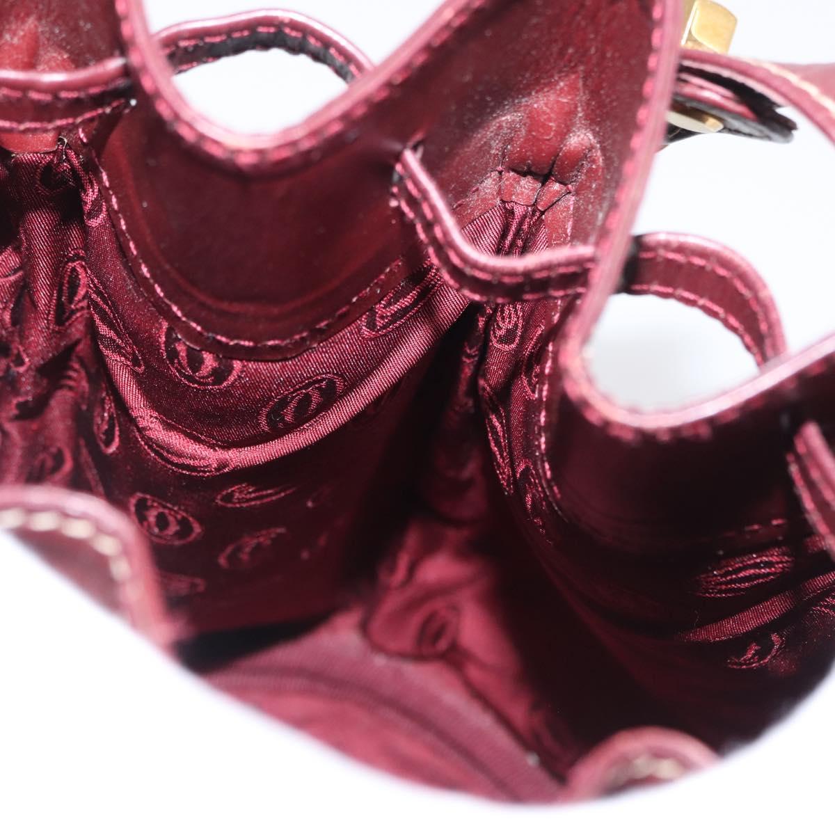 CARTIER Must Line Purse Shoulder Bag Leather Bordeaux Gold Auth 171643