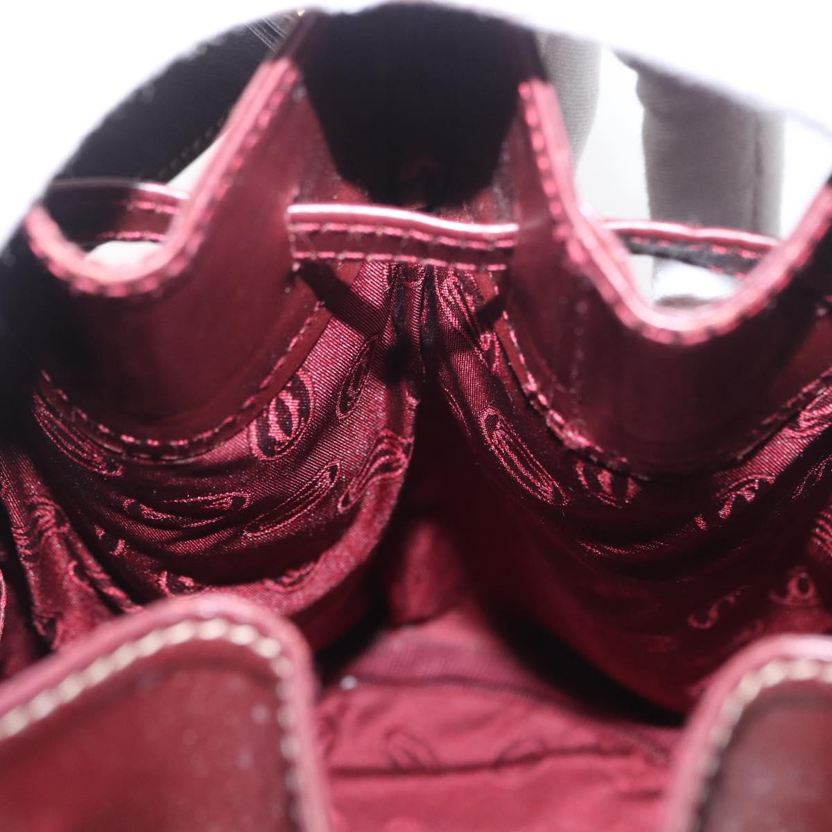 CARTIER Must Line Purse Shoulder Bag Leather Bordeaux Gold Auth 171643