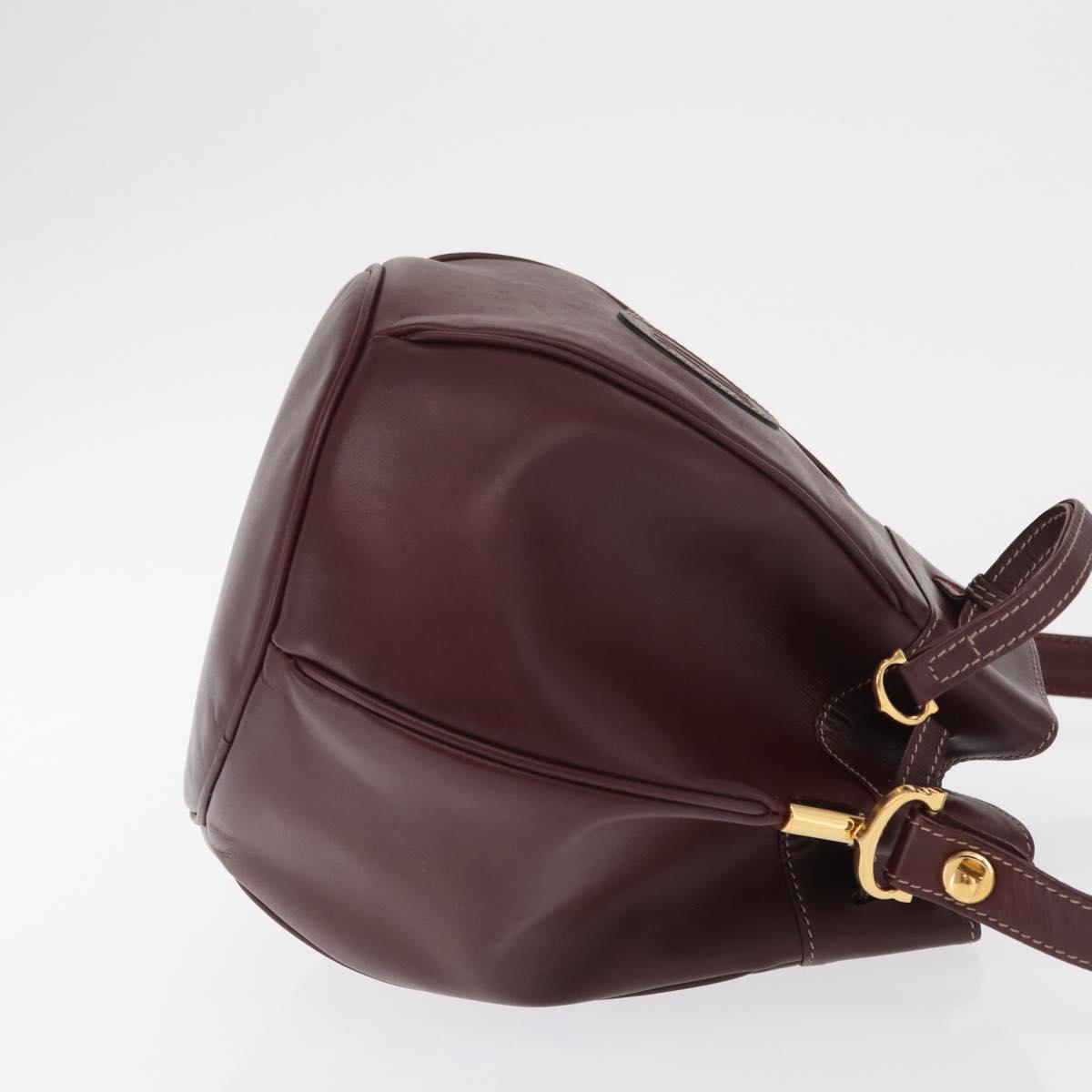 CARTIER Must Line Purse Shoulder Bag Leather Bordeaux Gold Auth 171643