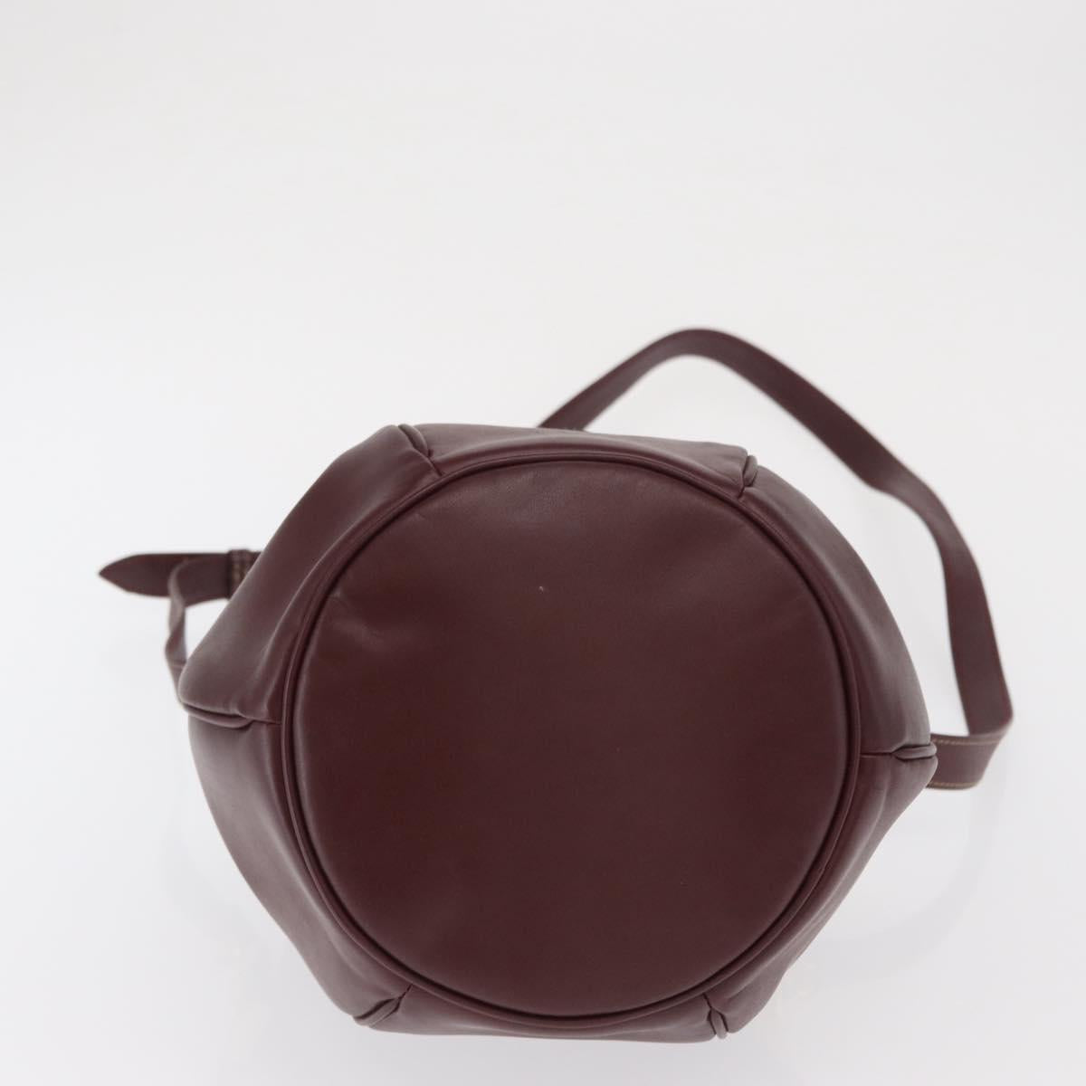 CARTIER Must Line Purse Shoulder Bag Leather Bordeaux Gold Auth 171643
