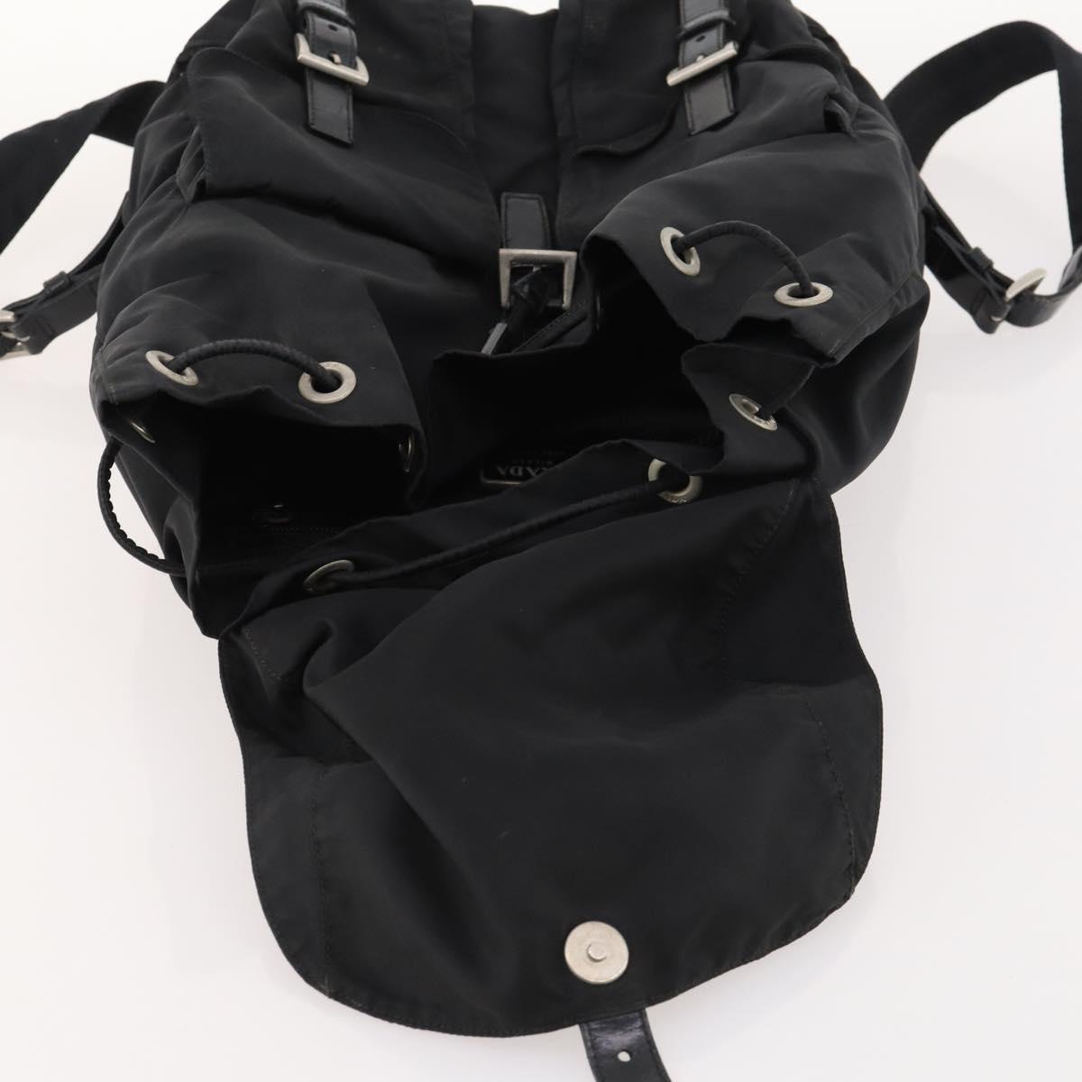 PRADA Backpack Nylon Black Silver Auth 171645