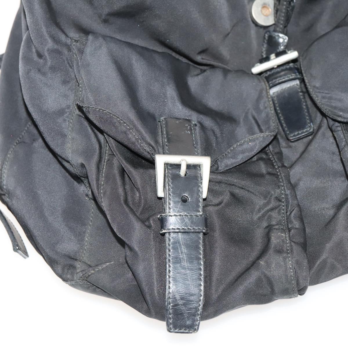 PRADA Backpack Nylon Black Silver Auth 171645