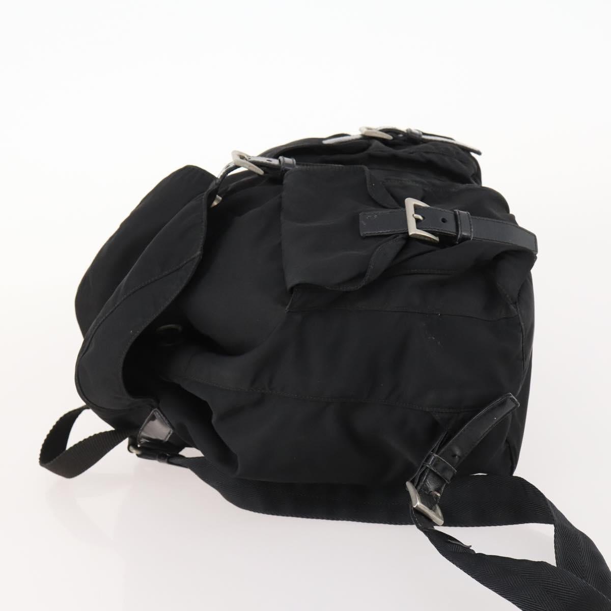 PRADA Backpack Nylon Black Silver Auth 171645