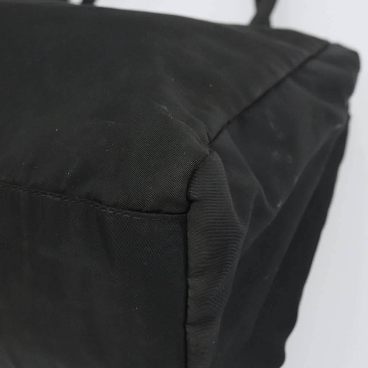 PRADA Hand Bag Nylon Black Silver Auth 171646
