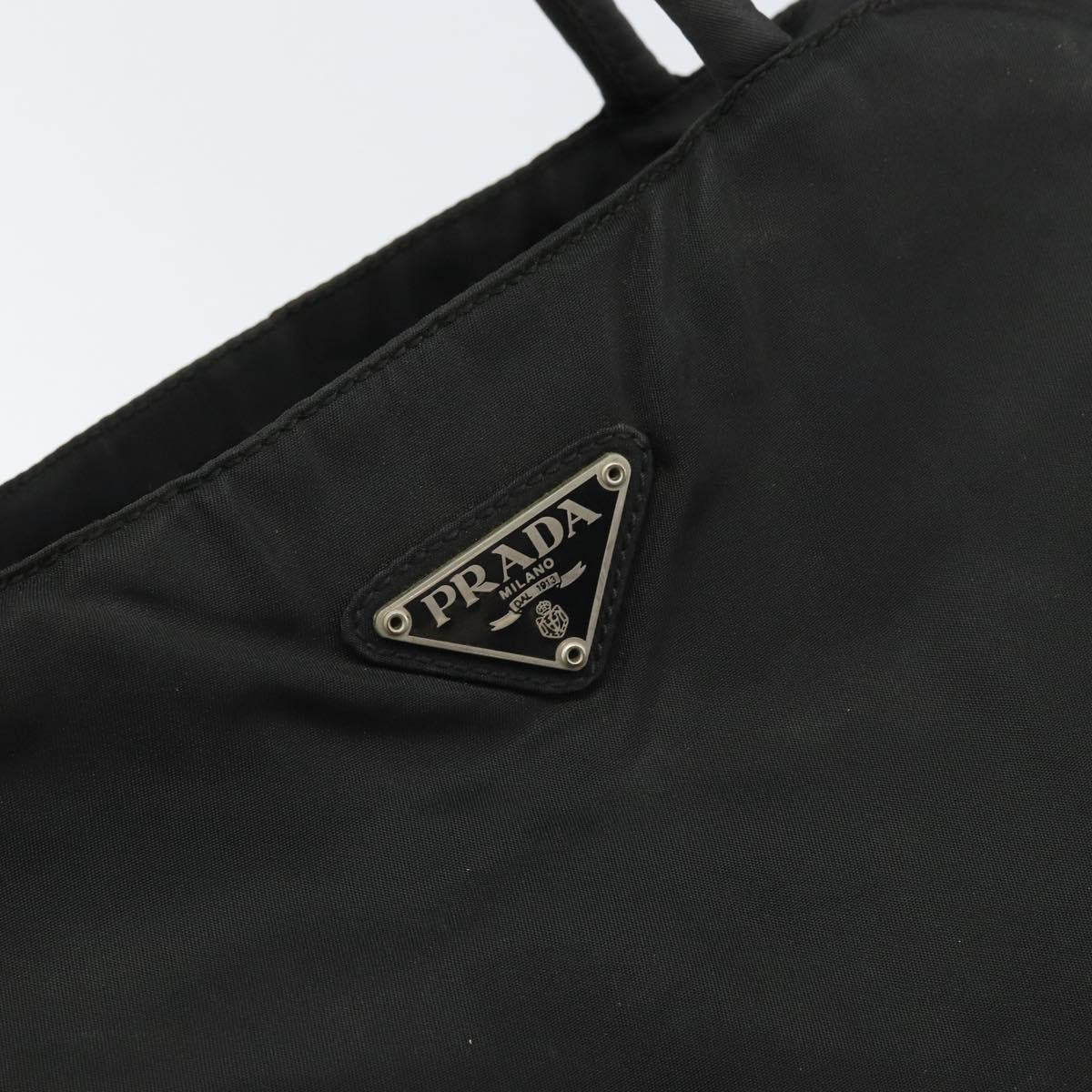 PRADA Hand Bag Nylon Black Silver Auth 171646