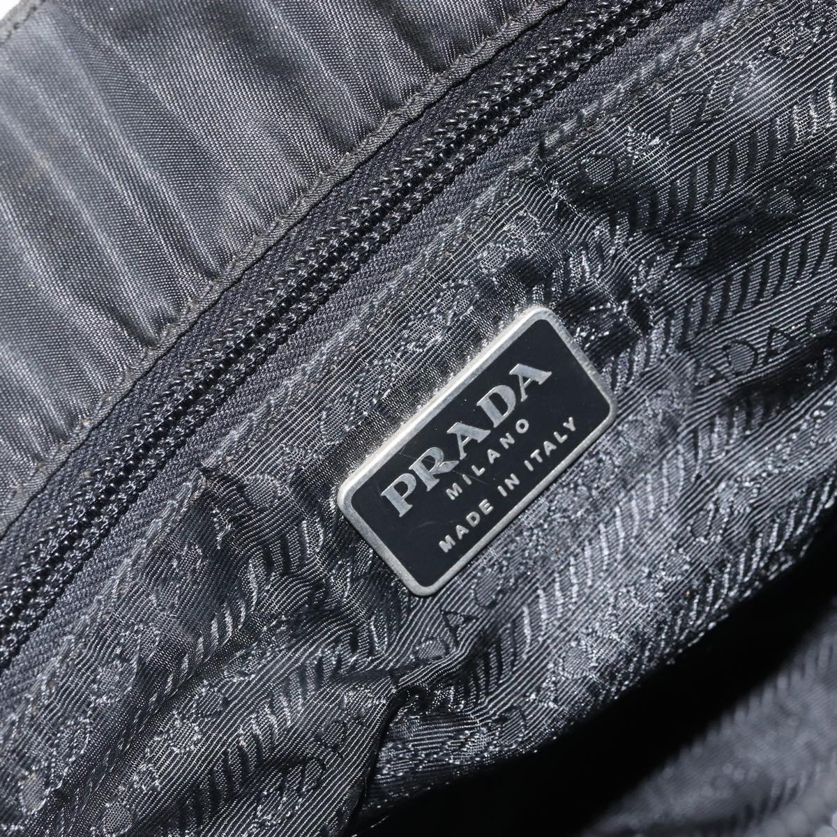 PRADA Hand Bag Nylon Black Silver Auth 171646