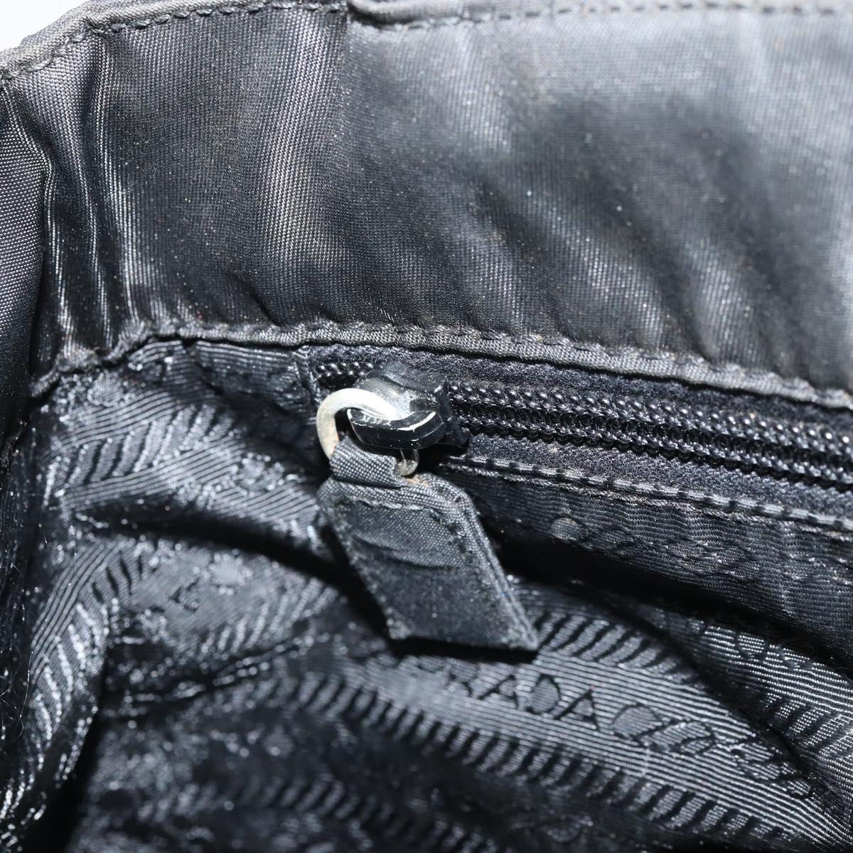 PRADA Hand Bag Nylon Black Silver Auth 171646