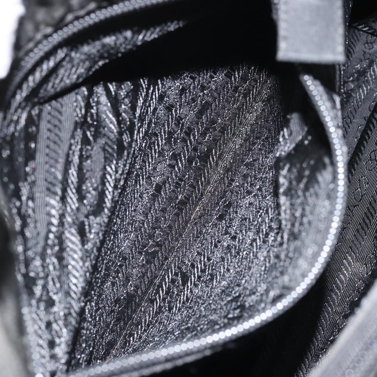 PRADA Hand Bag Nylon Black Silver Auth 171646