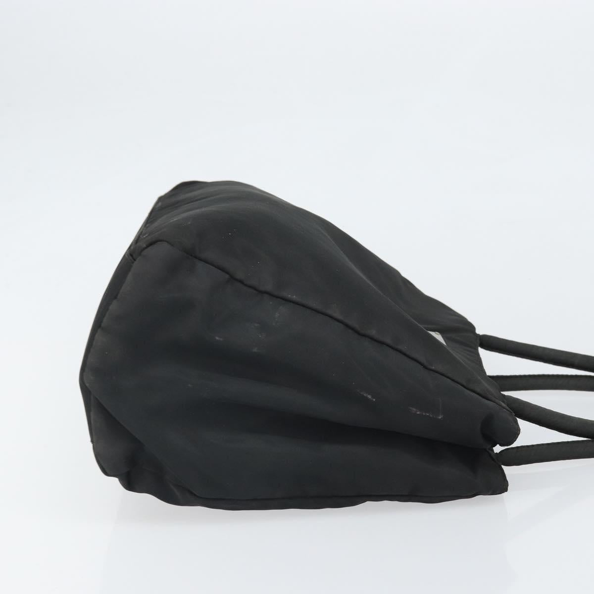 PRADA Hand Bag Nylon Black Silver Auth 171646