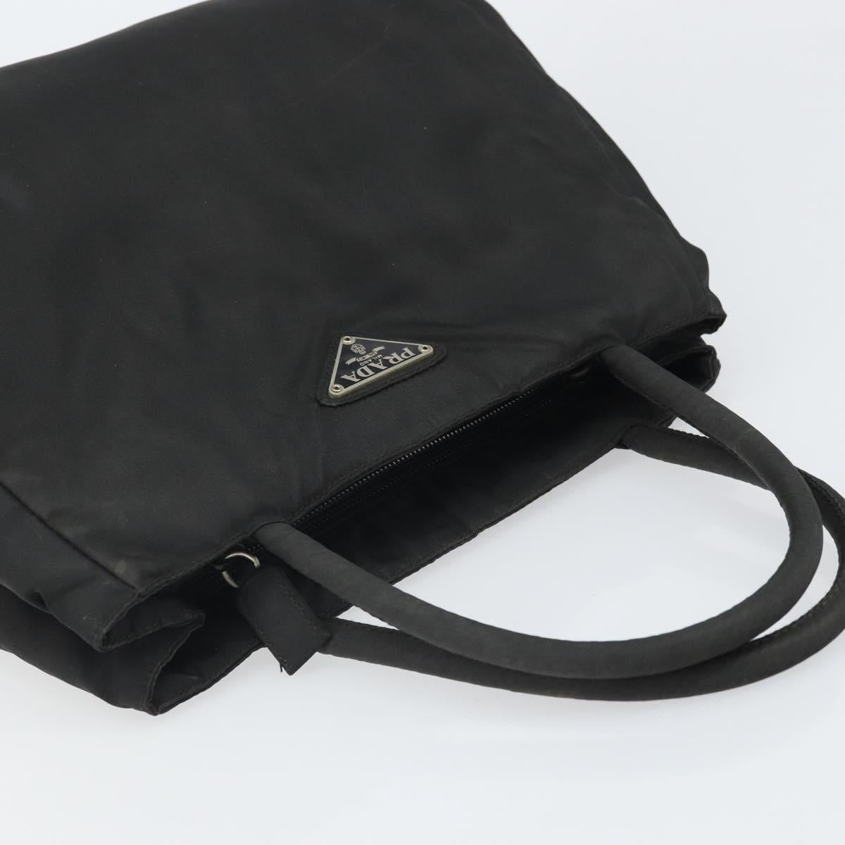 PRADA Hand Bag Nylon Black Silver Auth 171646
