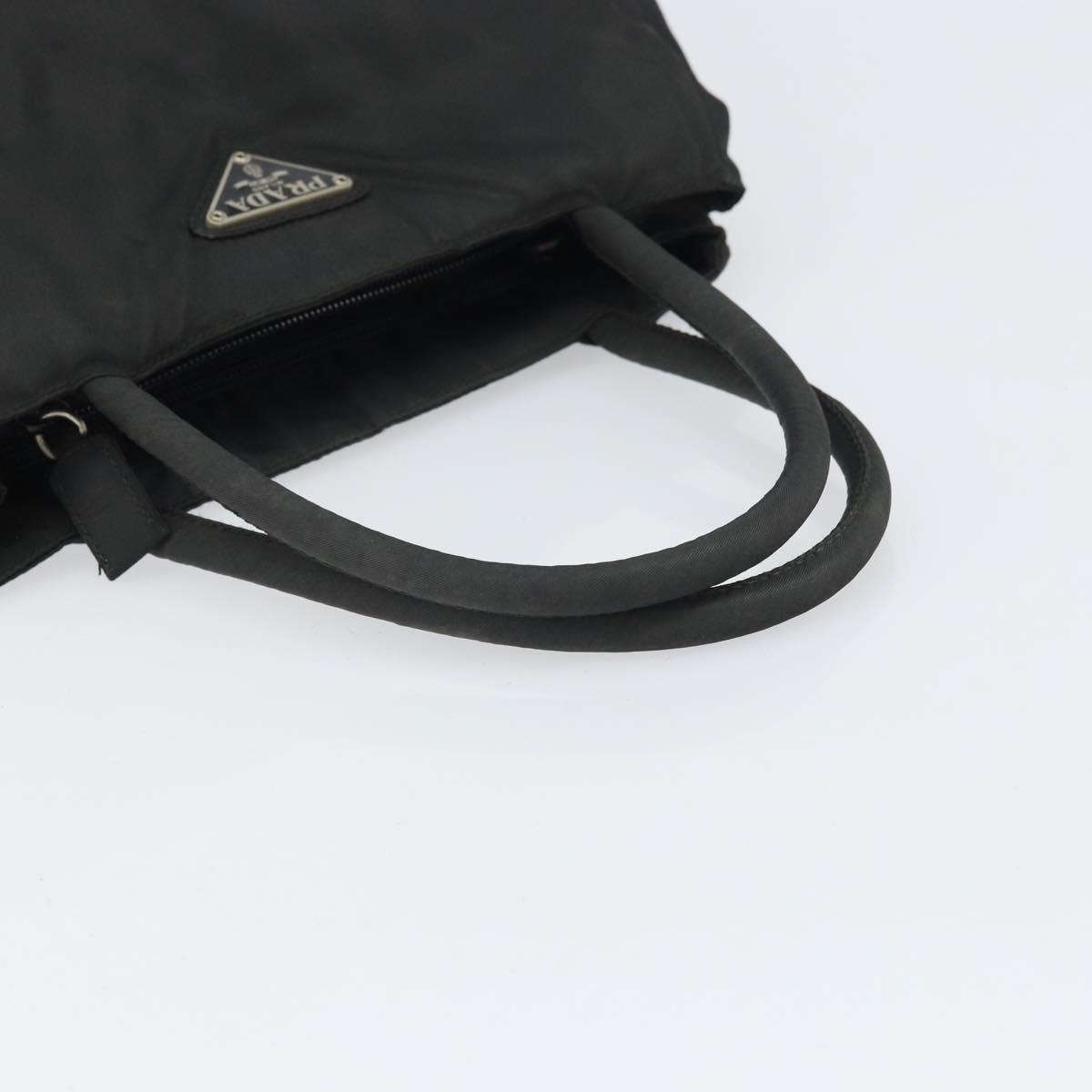PRADA Hand Bag Nylon Black Silver Auth 171646