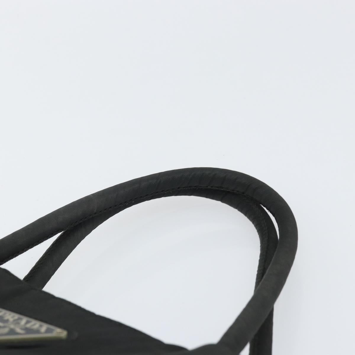 PRADA Hand Bag Nylon Black Silver Auth 171646