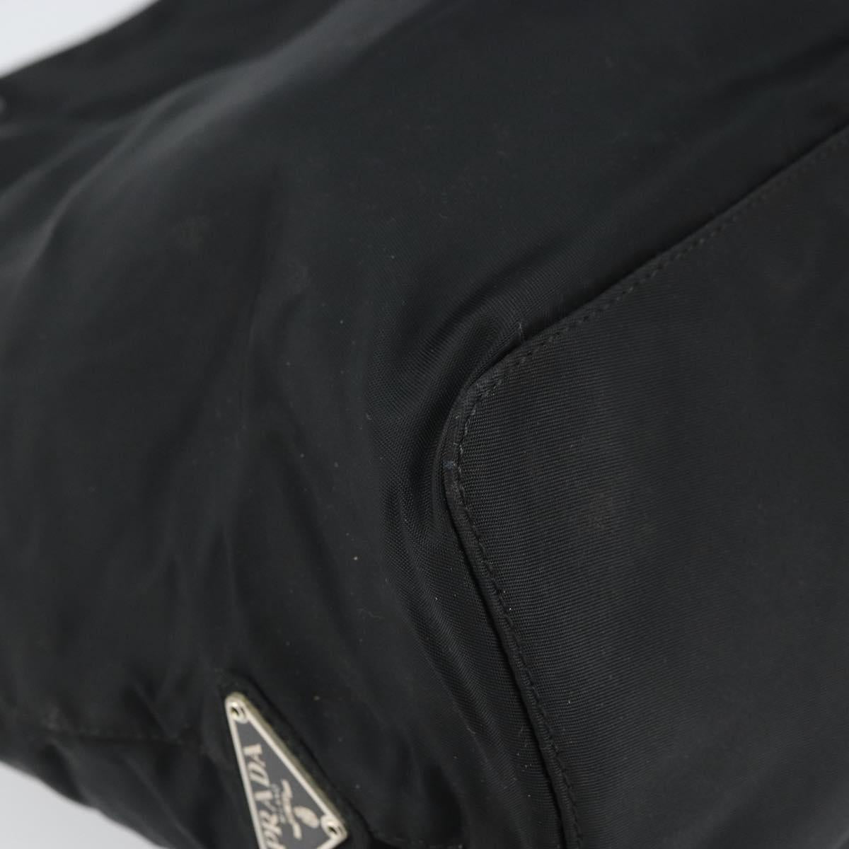 PRADA Hand Bag Nylon Black Silver Auth 171648