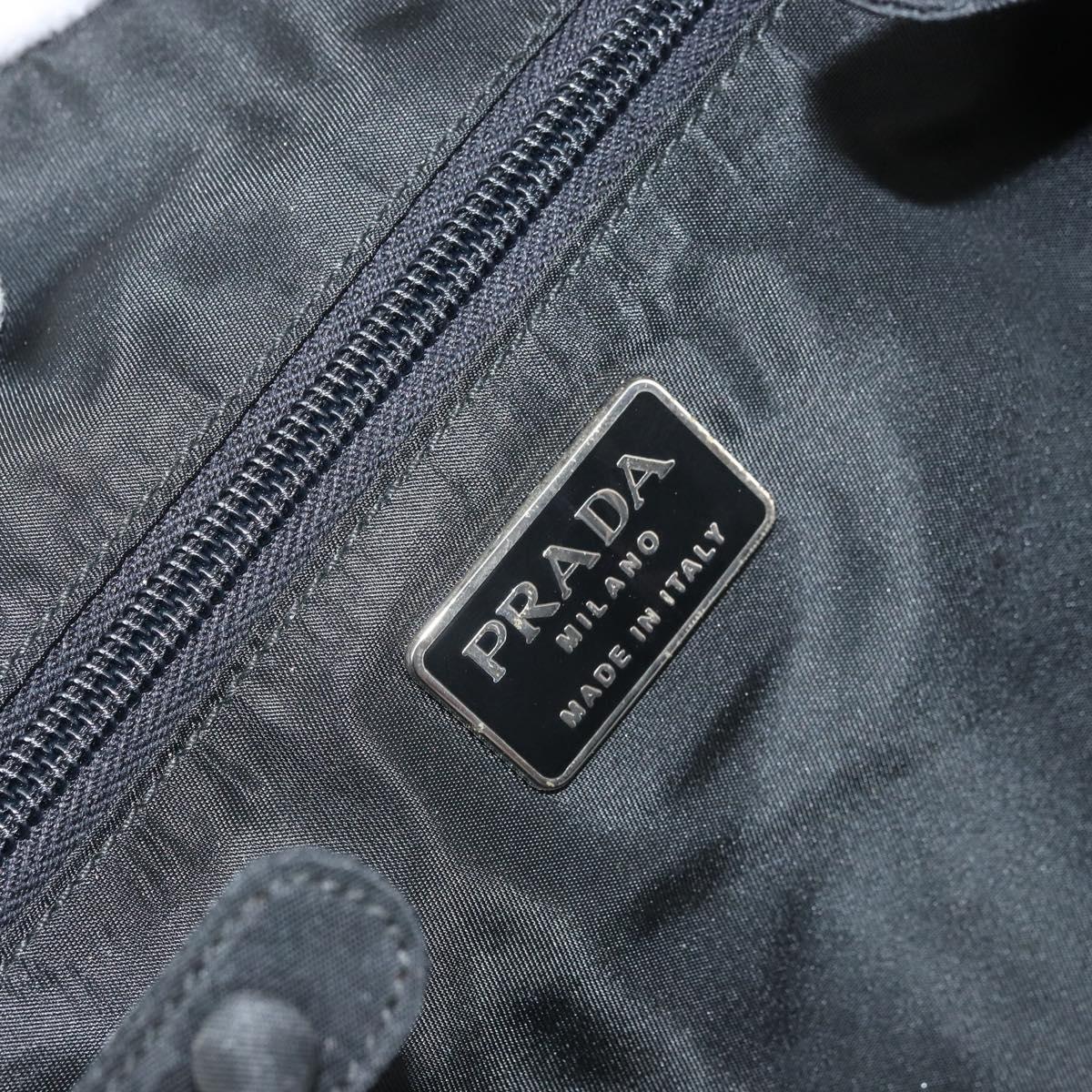 PRADA Hand Bag Nylon Black Silver Auth 171648