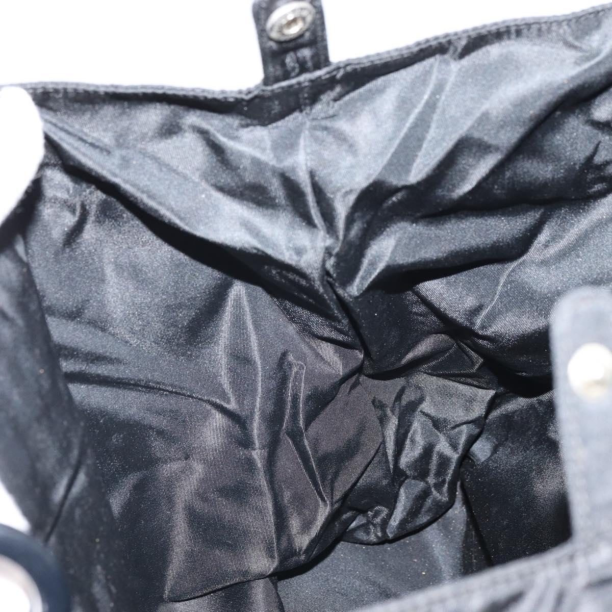 PRADA Hand Bag Nylon Black Silver Auth 171648