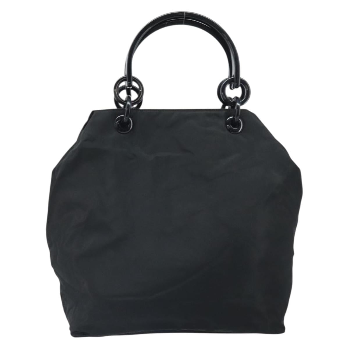 PRADA Hand Bag Nylon Black Silver Auth 171648