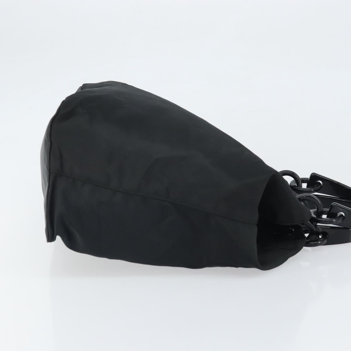 PRADA Hand Bag Nylon Black Silver Auth 171648