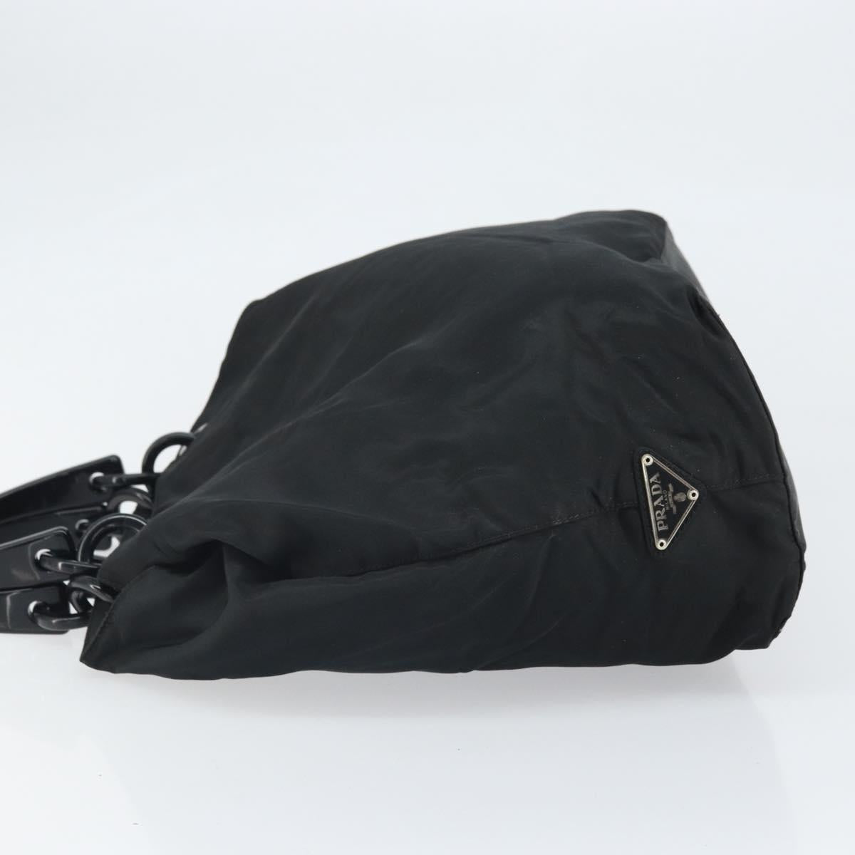 PRADA Hand Bag Nylon Black Silver Auth 171648
