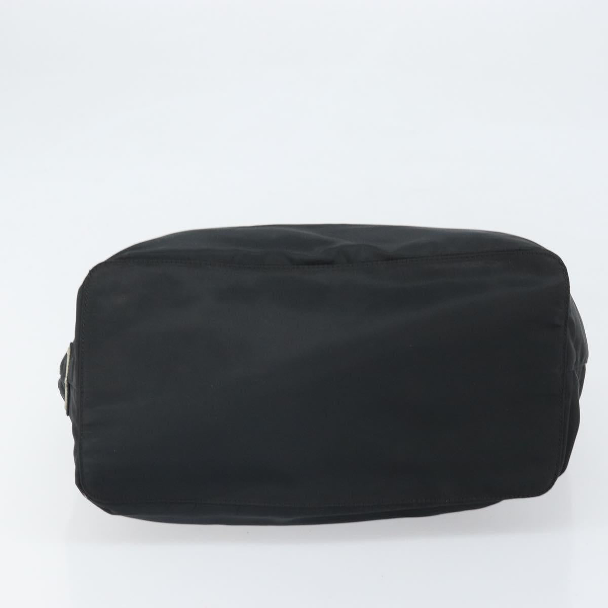 PRADA Hand Bag Nylon Black Silver Auth 171648