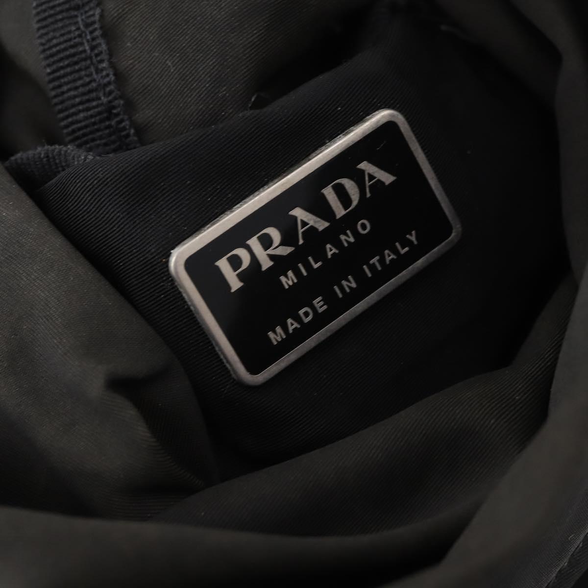 PRADA Shoulder Bag Nylon Black Silver Auth 171649