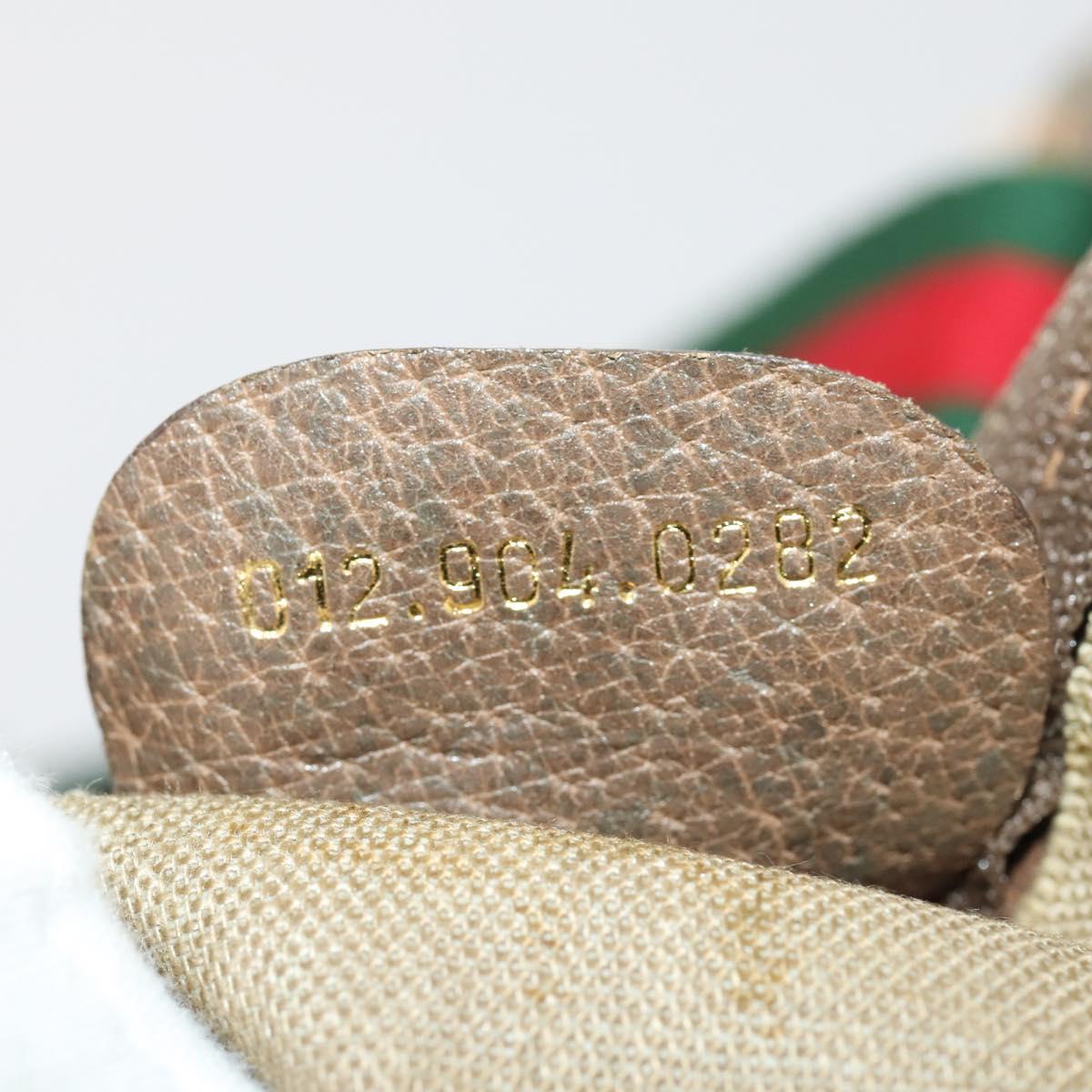 GUCCI GG Supreme Web Sherry Line Bag PVC Beige Gold 012 904 0282 Auth 171651