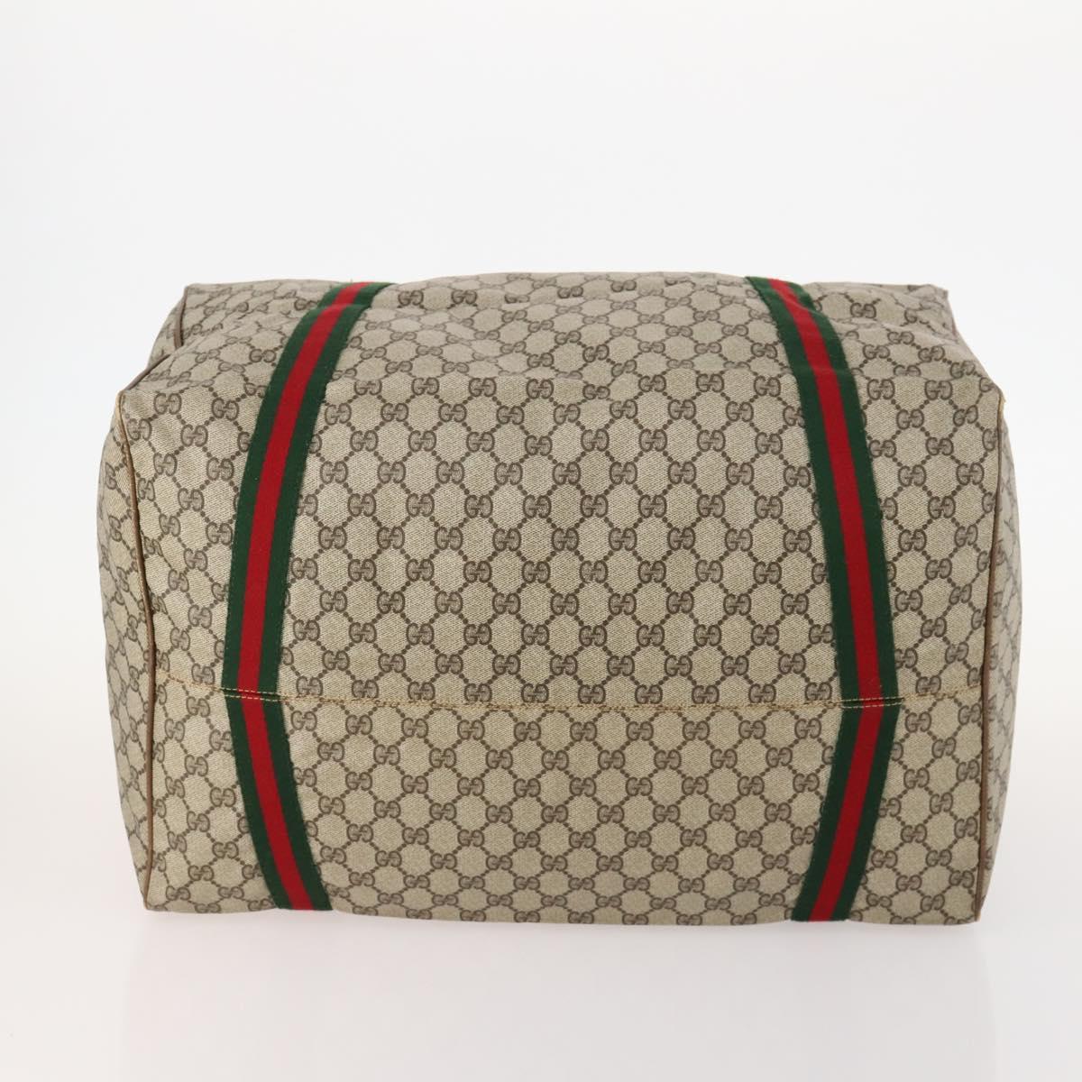 GUCCI GG Supreme Web Sherry Line Bag PVC Beige Gold 012 904 0282 Auth 171651