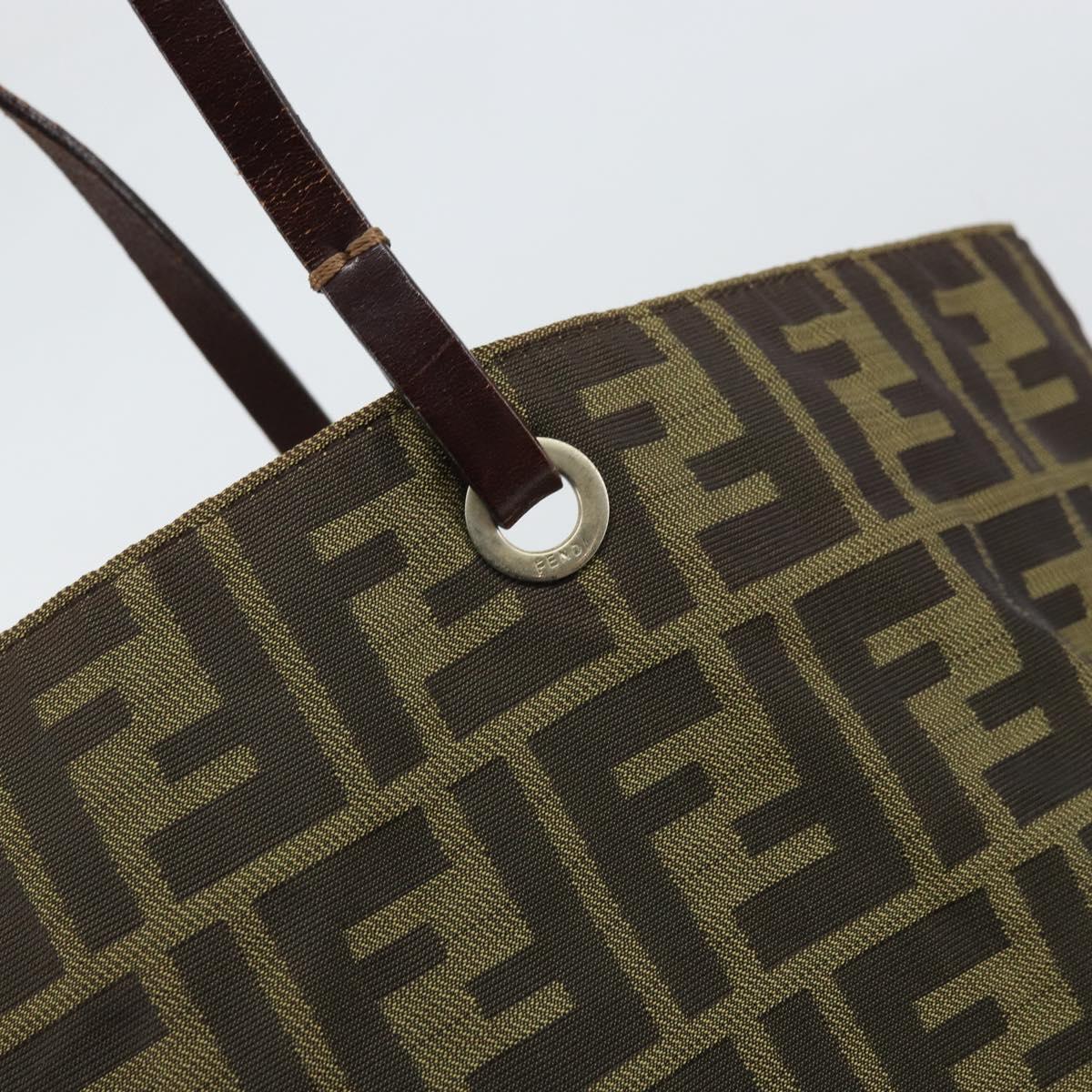 FENDI Zucca Canvas Hand Bag Black Brown Auth 171652