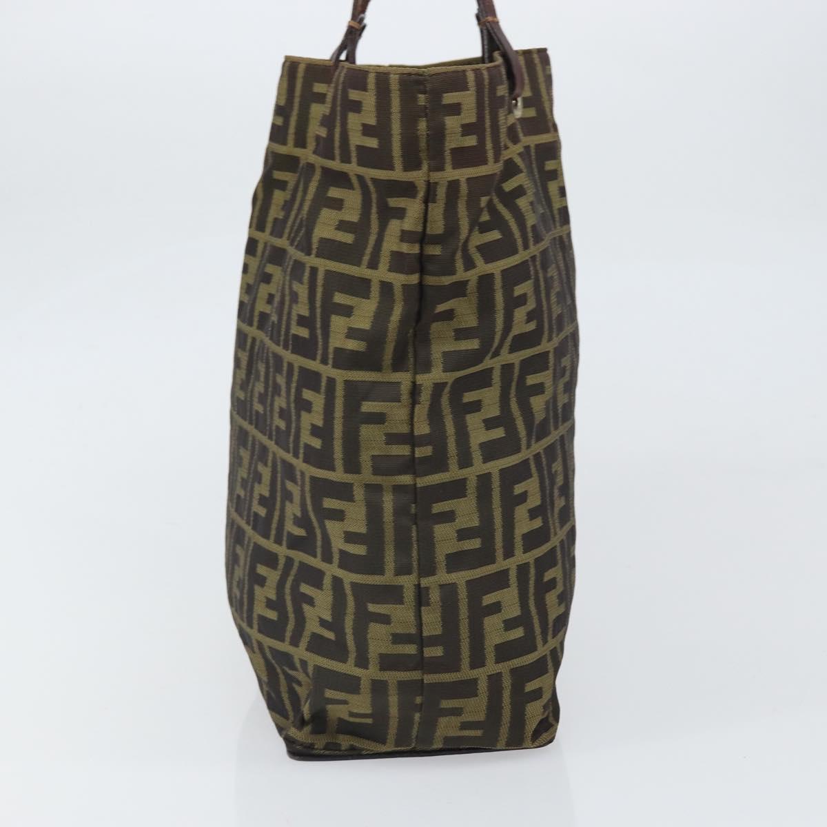 FENDI Zucca Canvas Hand Bag Black Brown Auth 171652