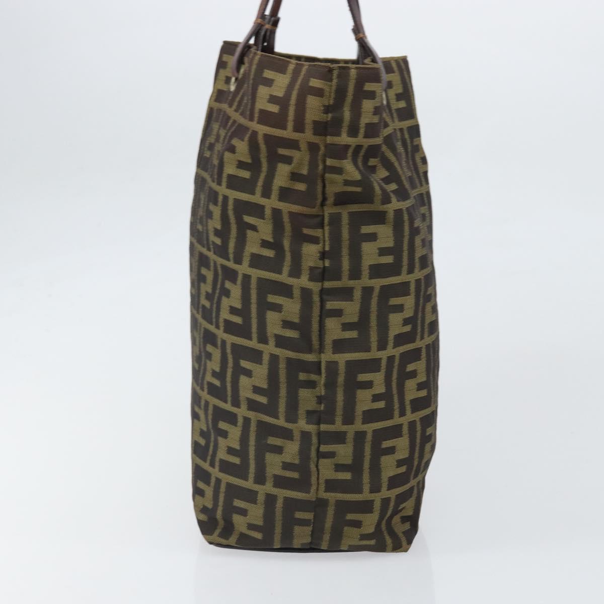 FENDI Zucca Canvas Hand Bag Black Brown Auth 171652
