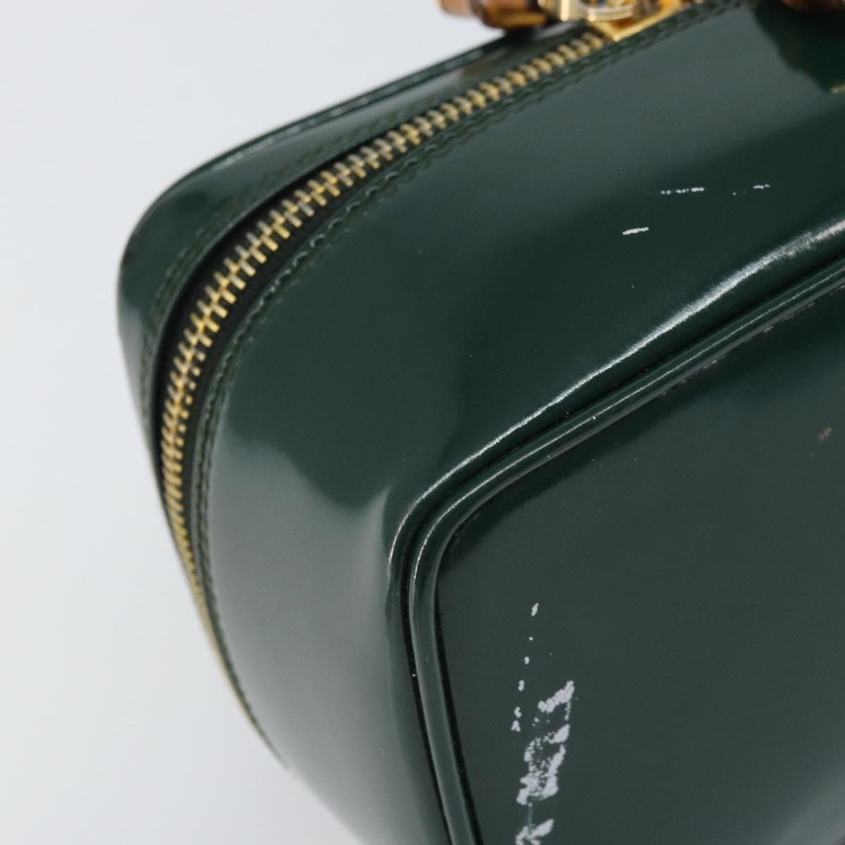 GUCCI Bamboo Vanity Pouch Patent leather Green Gold 032 1956 0151 Auth 171655