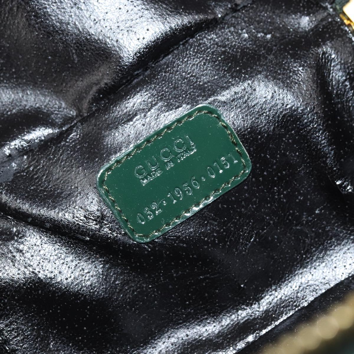 GUCCI Bamboo Vanity Pouch Patent leather Green Gold 032 1956 0151 Auth 171655