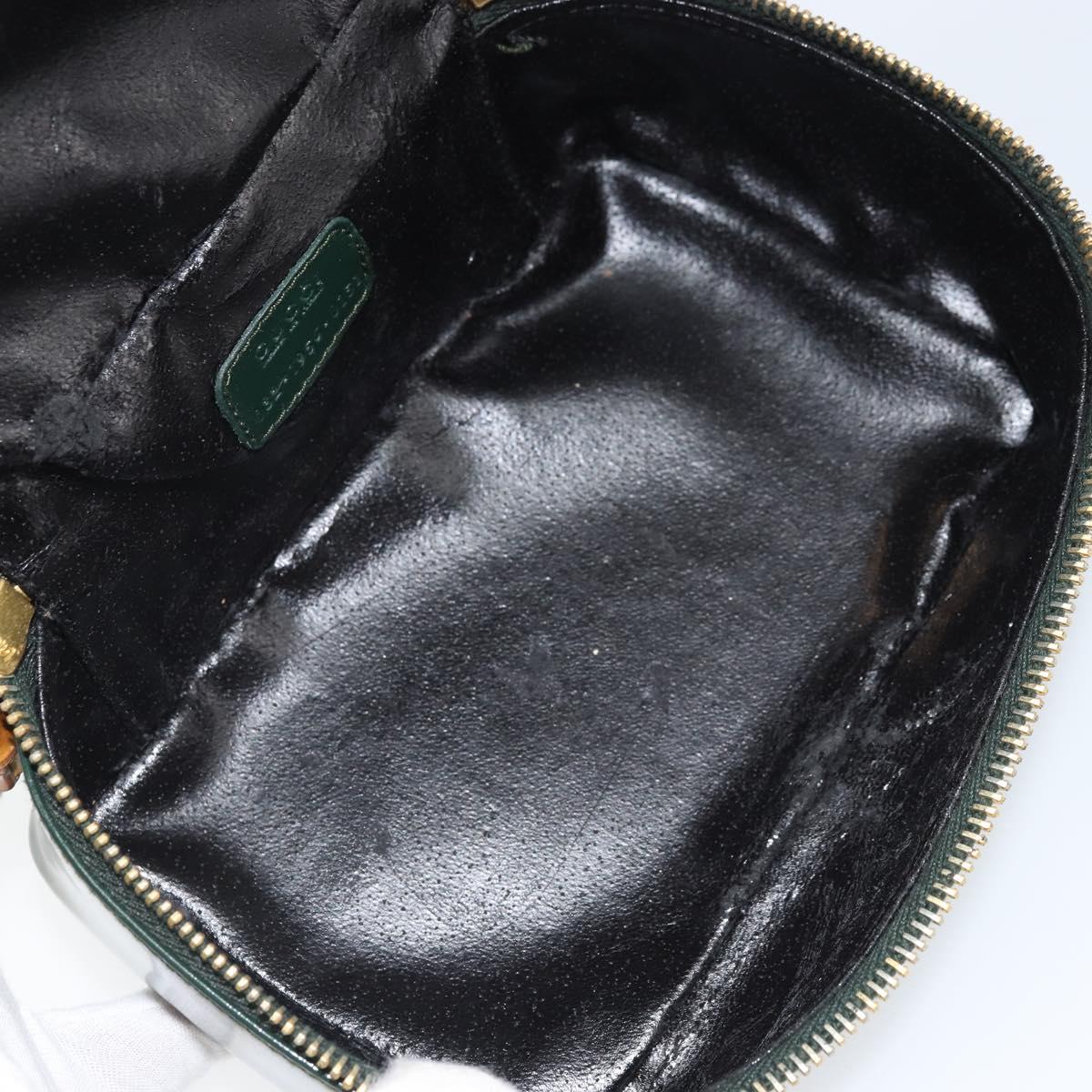 GUCCI Bamboo Vanity Pouch Patent leather Green Gold 032 1956 0151 Auth 171655