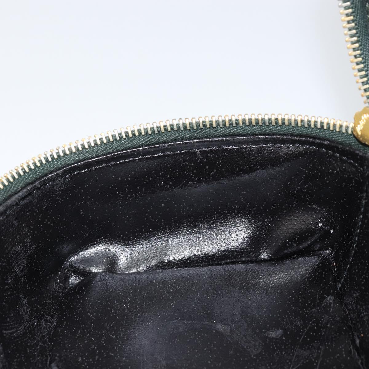 GUCCI Bamboo Vanity Pouch Patent leather Green Gold 032 1956 0151 Auth 171655