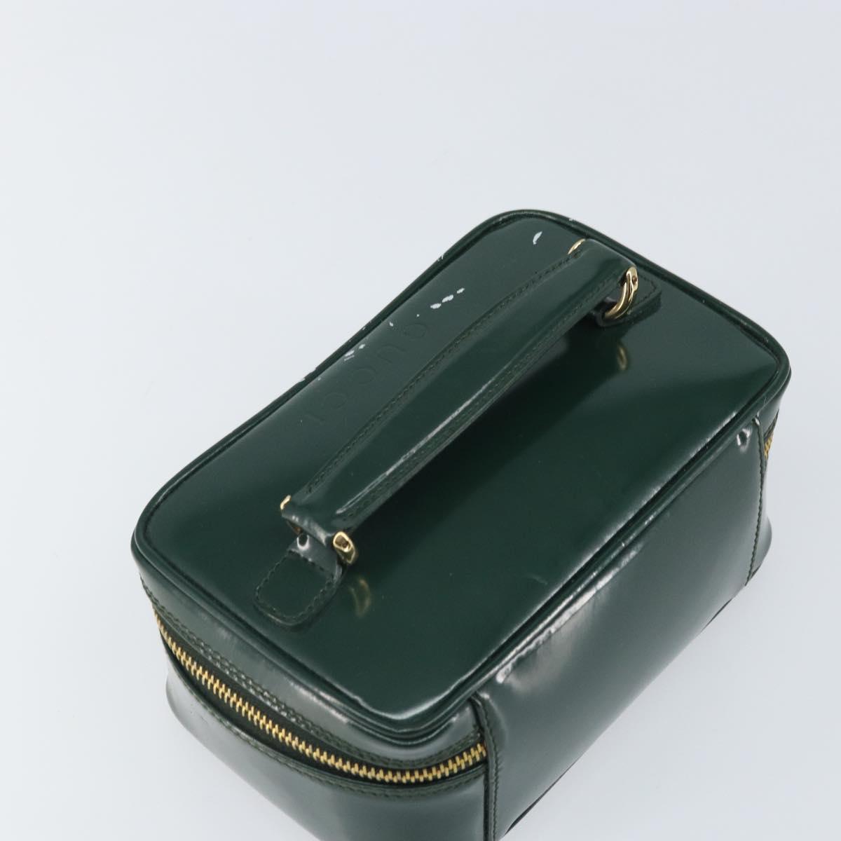 GUCCI Bamboo Vanity Pouch Patent leather Green Gold 032 1956 0151 Auth 171655