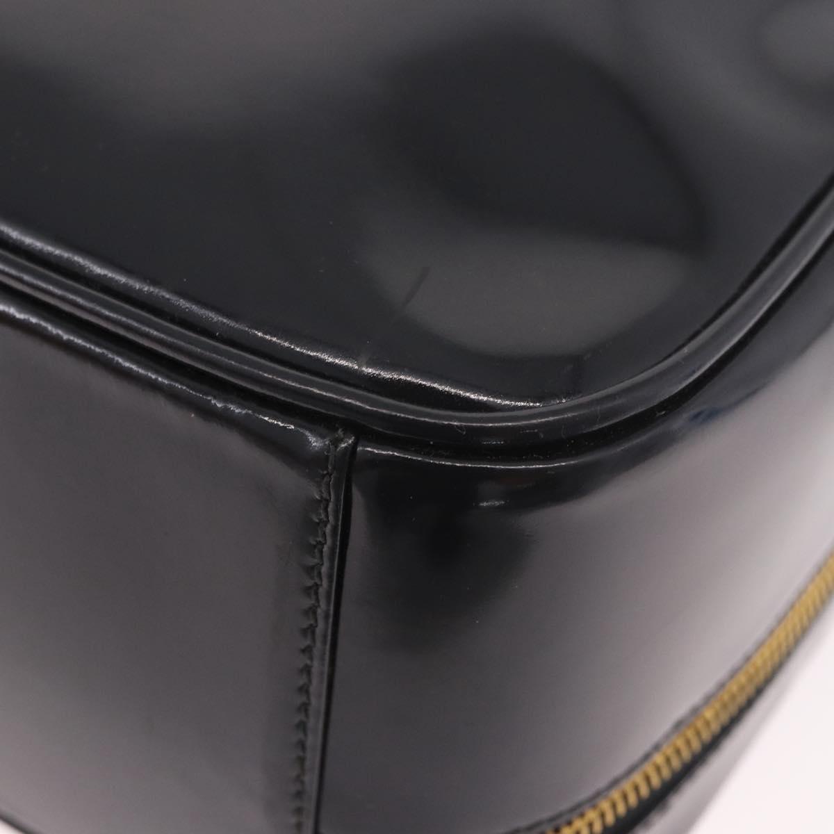 GUCCI Bamboo Hand Bag Patent leather 2way Brown Gold Auth 171657