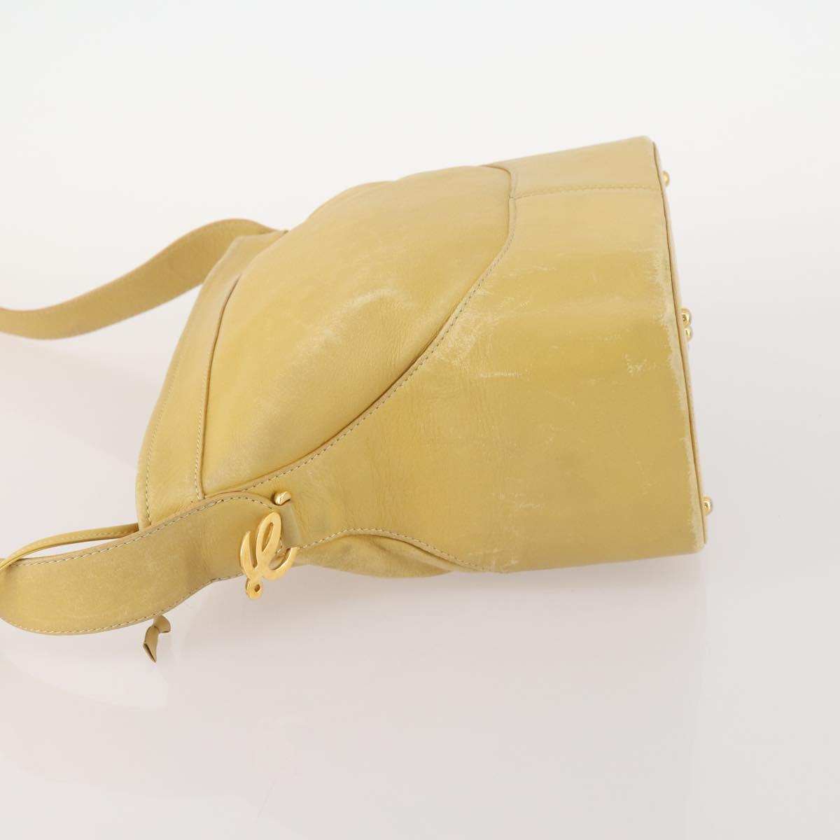 LOEWE Anagram Shoulder Bag Leather Yellow Auth 171658