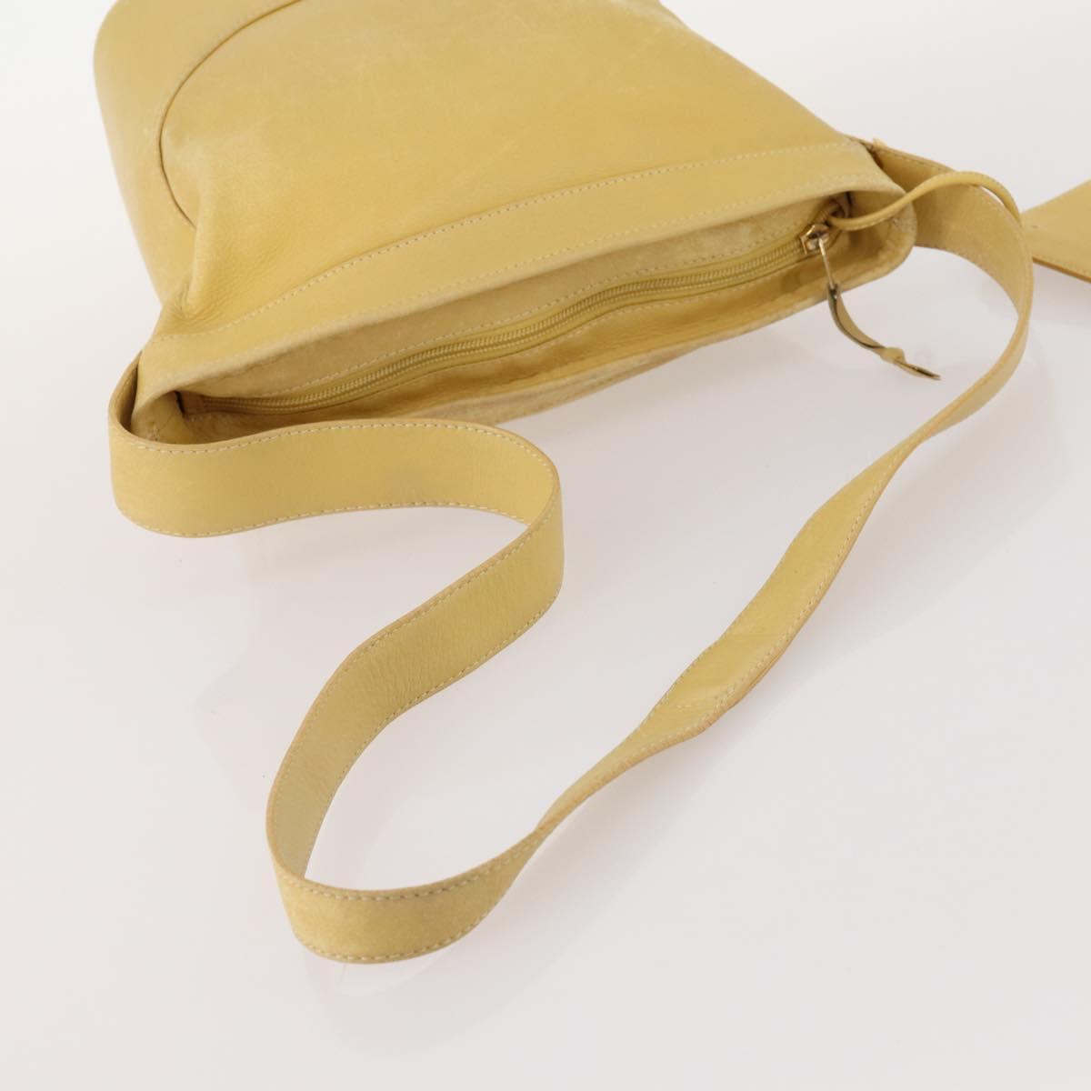 LOEWE Anagram Shoulder Bag Leather Yellow Auth 171658