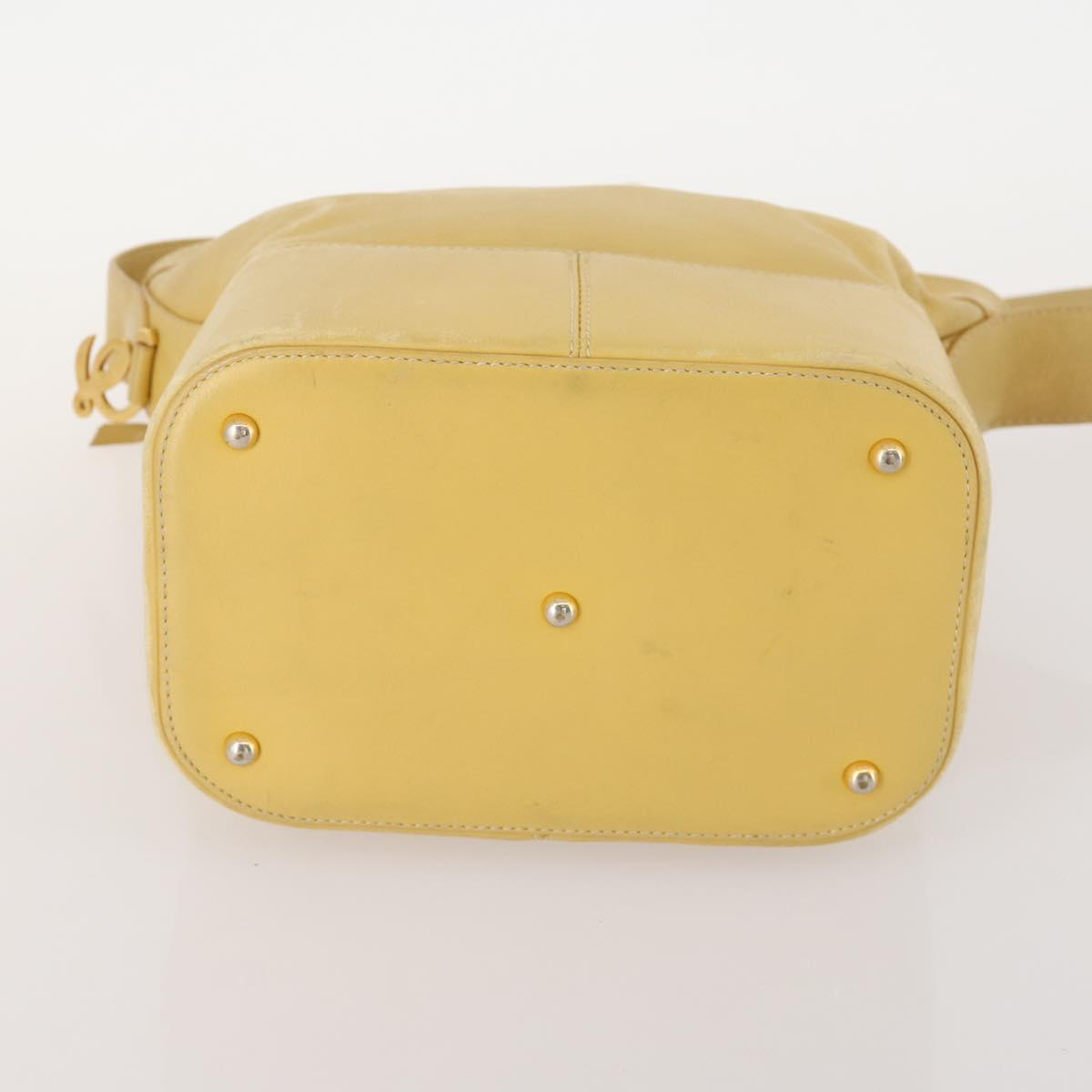 LOEWE Anagram Shoulder Bag Leather Yellow Auth 171658