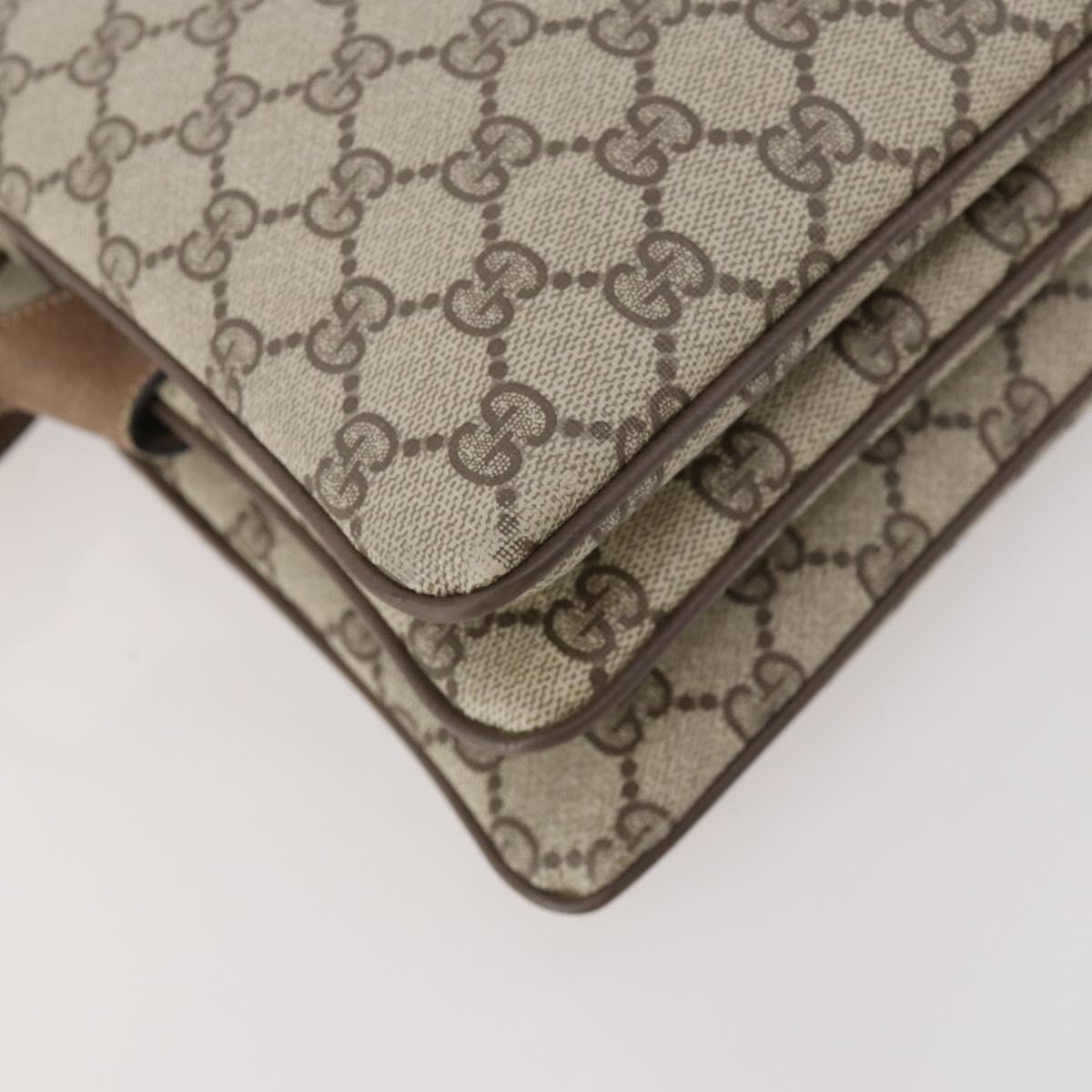 GUCCI GG Supreme Web Sherry Line Shoulder Bag PVC Beige 14 02 013 Auth 171659