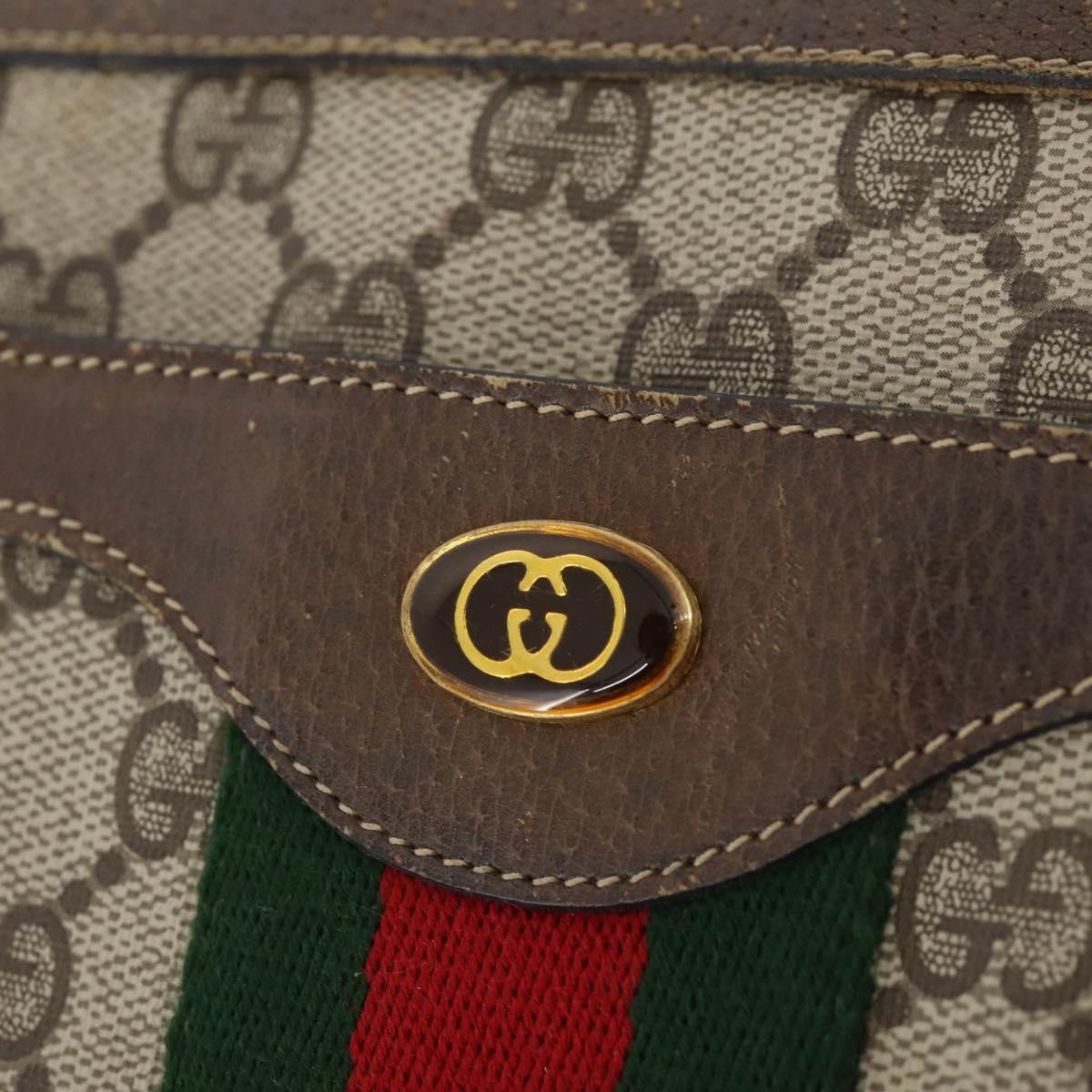 GUCCI GG Supreme Web Sherry Line Shoulder Bag PVC Beige 14 02 013 Auth 171659