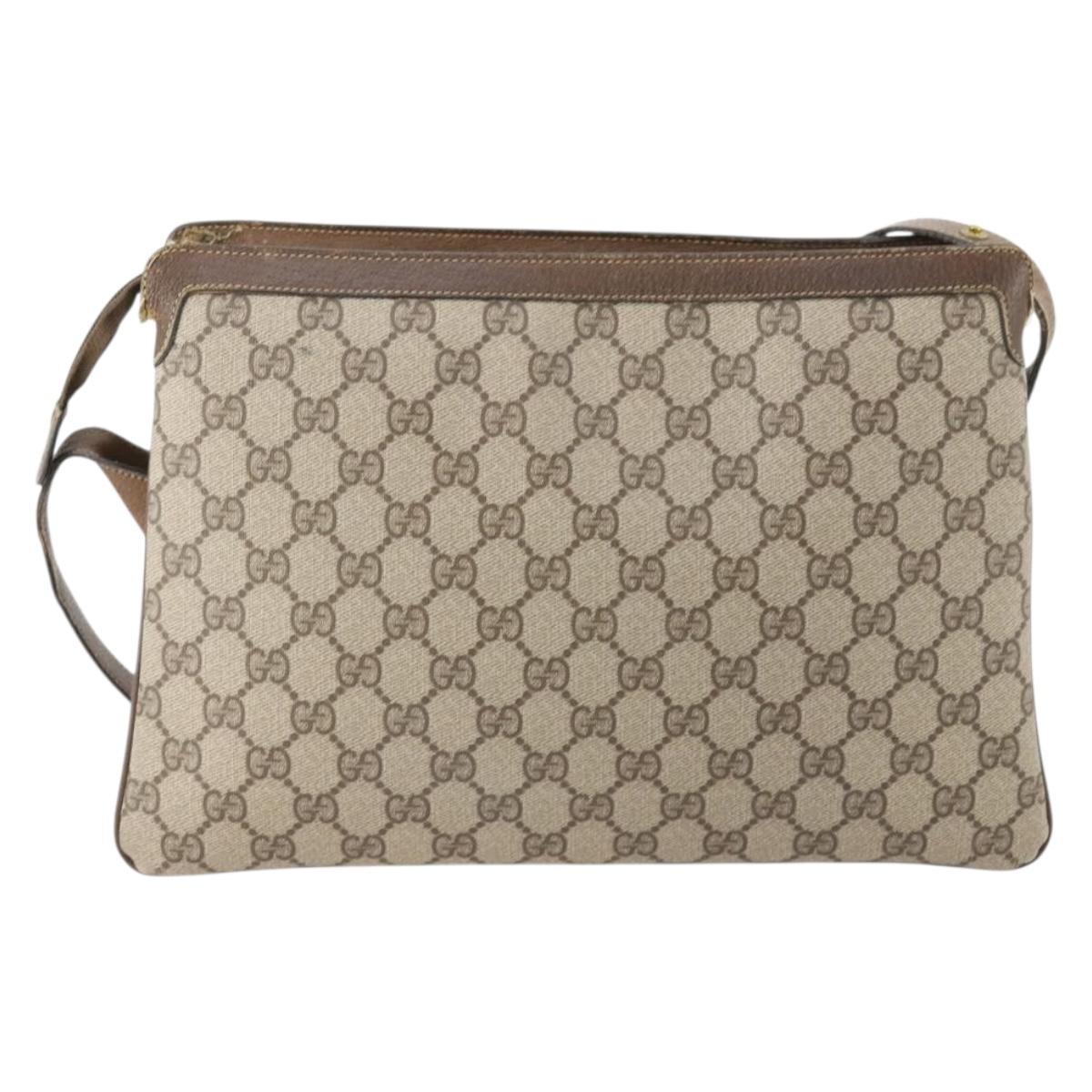 GUCCI GG Supreme Web Sherry Line Shoulder Bag PVC Beige 14 02 013 Auth 171659