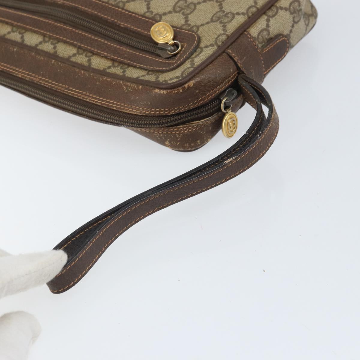 GUCCI GG Canvas Clutch Bag PVC Beige Gold 119.01.052 Auth 171660