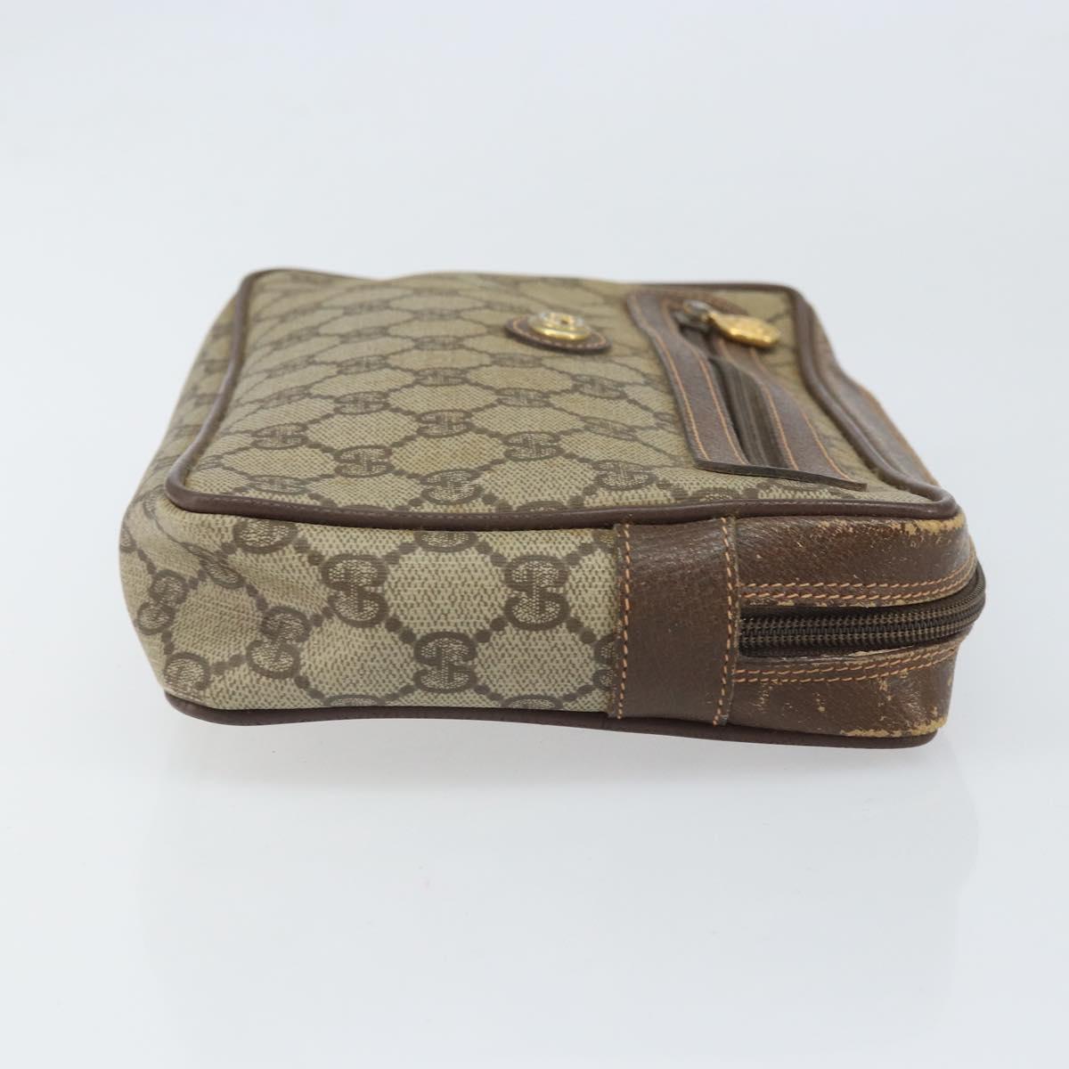 GUCCI GG Canvas Clutch Bag PVC Beige Gold 119.01.052 Auth 171660