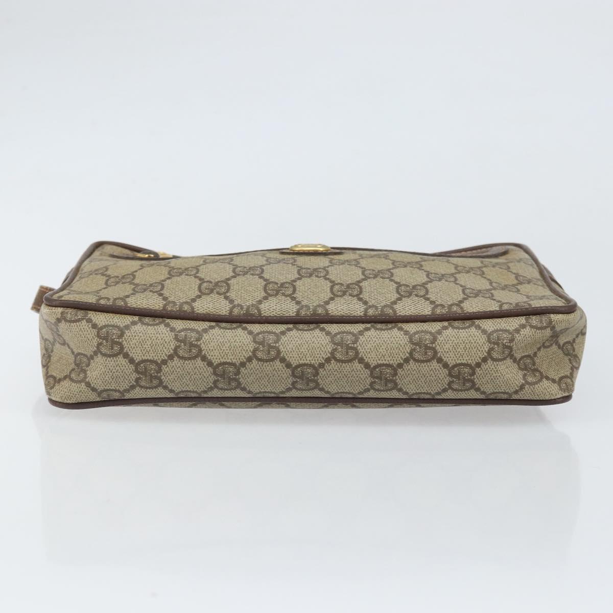 GUCCI GG Canvas Clutch Bag PVC Beige Gold 119.01.052 Auth 171660
