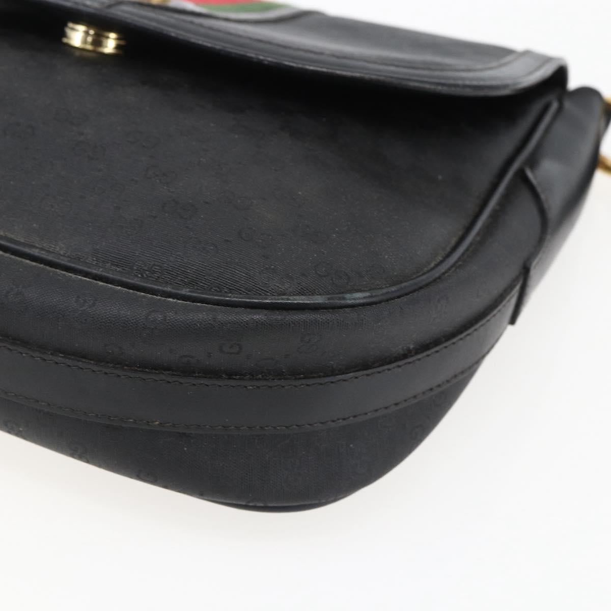GUCCI Micro GG Supreme Web Sherry Line Bag PVC Black 001 115 0914 Auth 171663