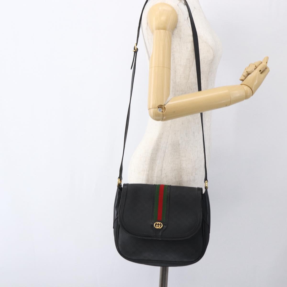 GUCCI Micro GG Supreme Web Sherry Line Bag PVC Black 001 115 0914 Auth 171663