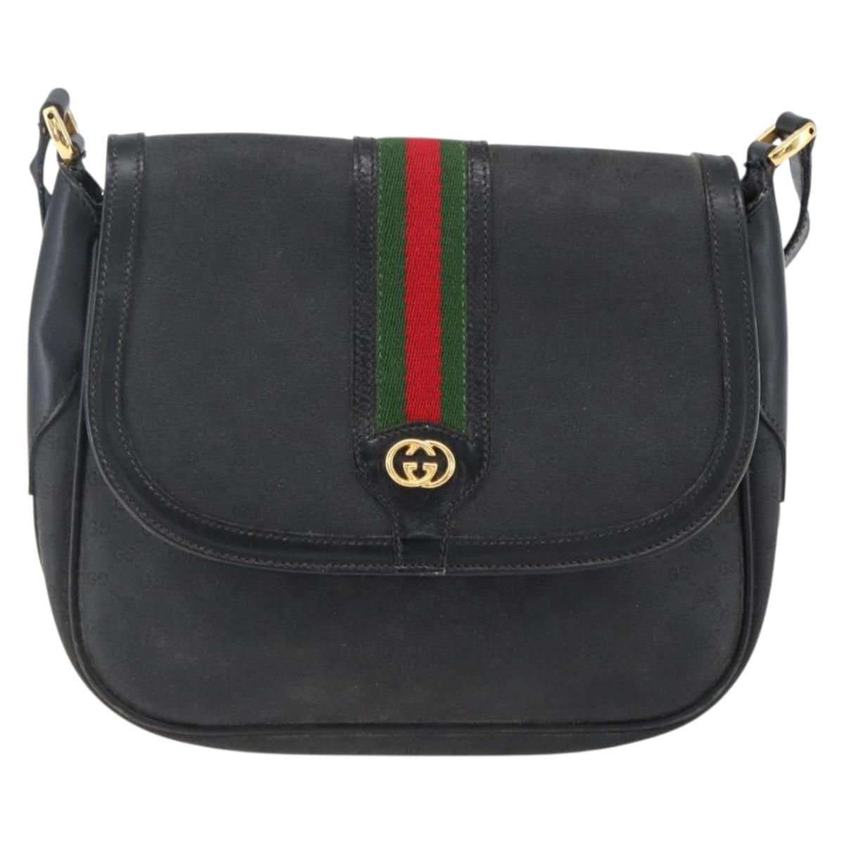 GUCCI Micro GG Supreme Web Sherry Line Bag PVC Black 001 115 0914 Auth 171663