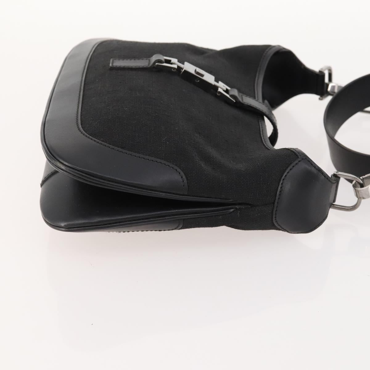 GUCCI Jackie Shoulder Bag Nylon Leather Black Silver 001 4264 002058 Auth 171664
