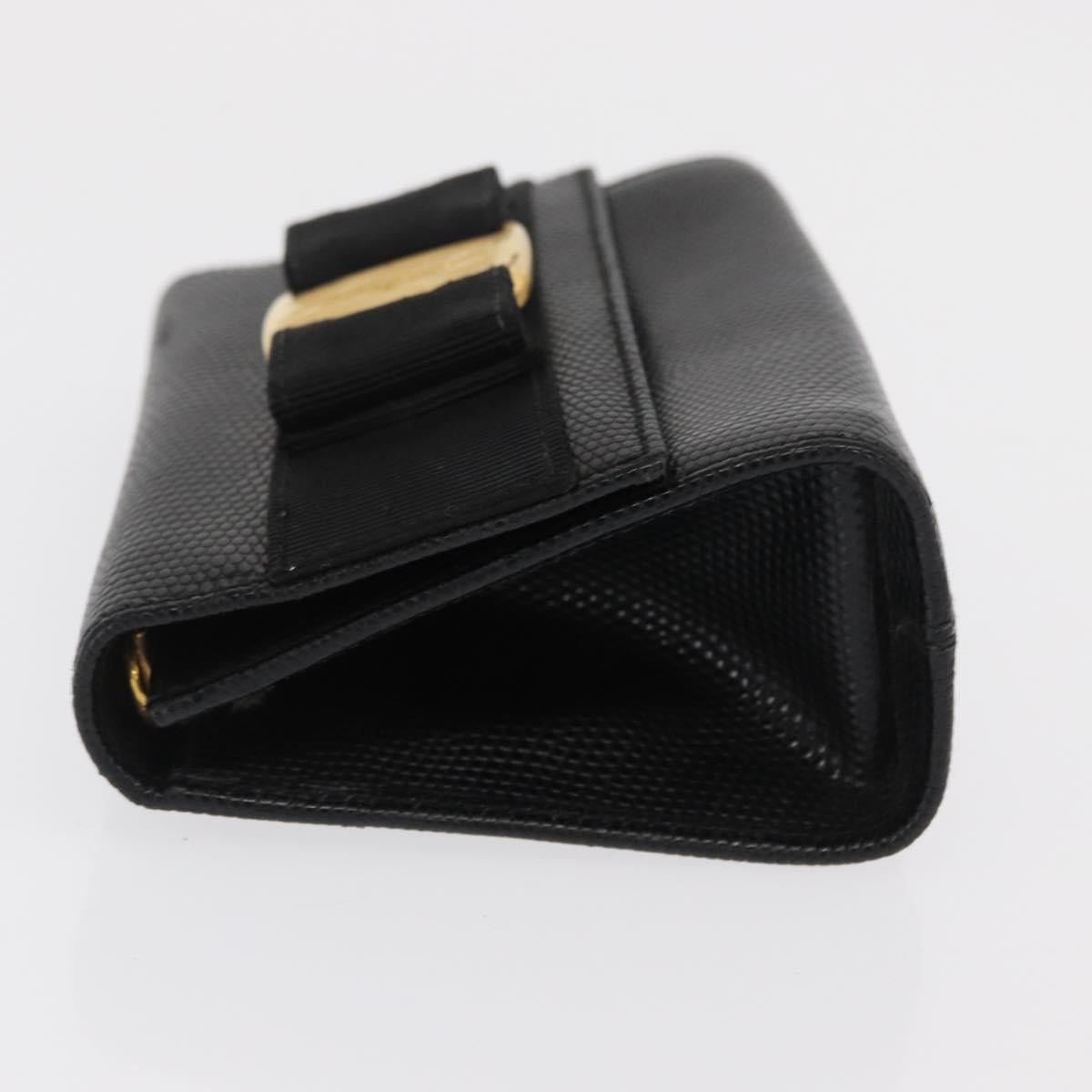 Salvatore Ferragamo Vara Ribbon Shoulder Bag Leather Gold Black Auth 171668