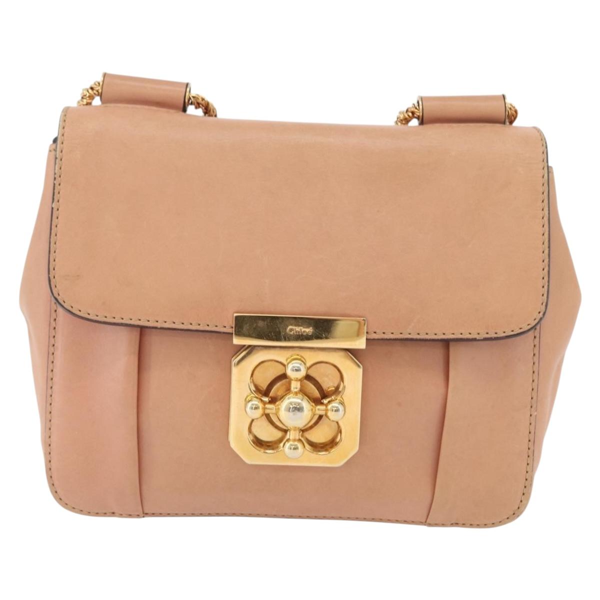 Chloe Chain Elsie Shoulder Bag Leather Pink Gold Auth 171670
